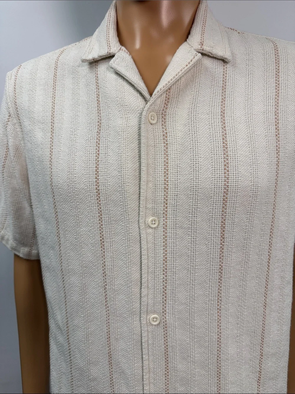 Common People Short Sleeve Revere Textured Shirt Size Large
